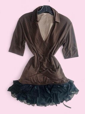Merona Brown Polka Dot Wrap-Style Blouse